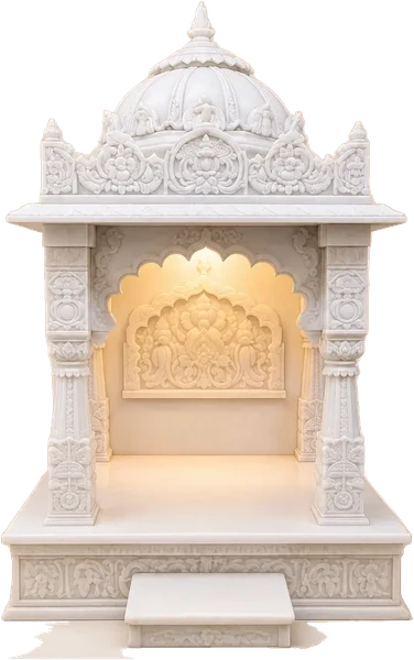 Hand Carved Makrana Marble Home Temple for Pooja Room