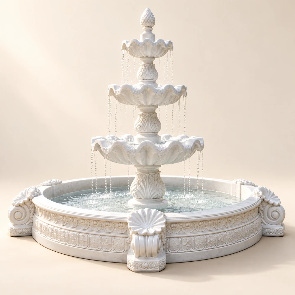 Large Classical Marble Courtyard Fountain