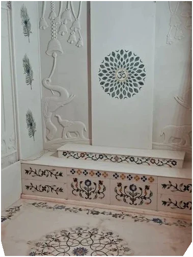 White Marble Peacock Design Temple
