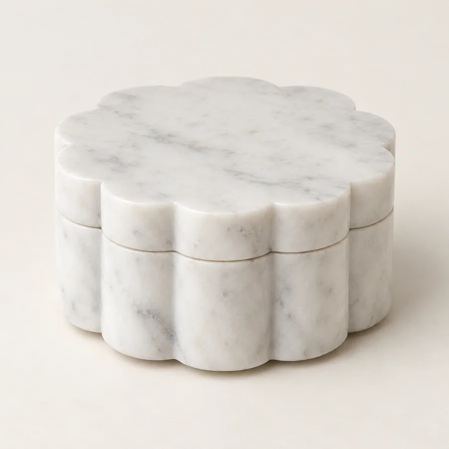 Scalloped Edge Marble Trinket Box