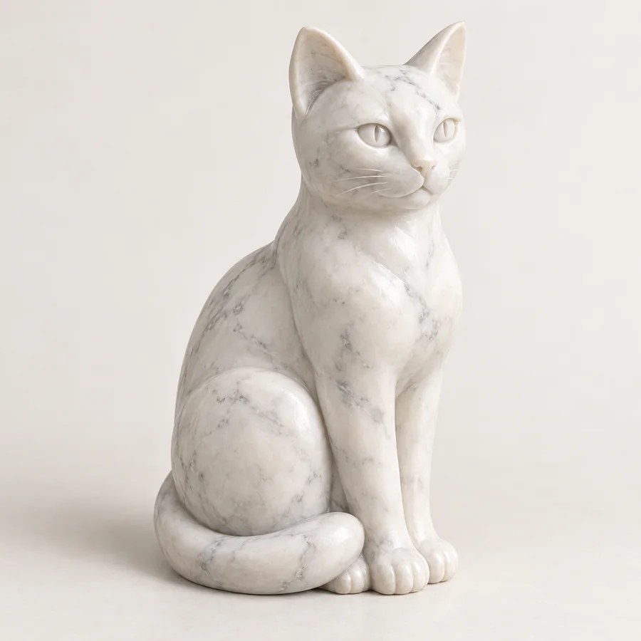 Seated Cat Marble Figurine