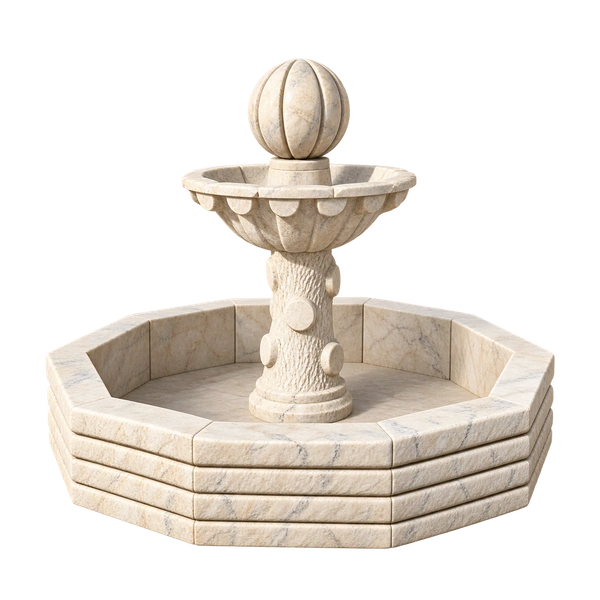 Sphere Top Octagonal Basin Marble Fountain