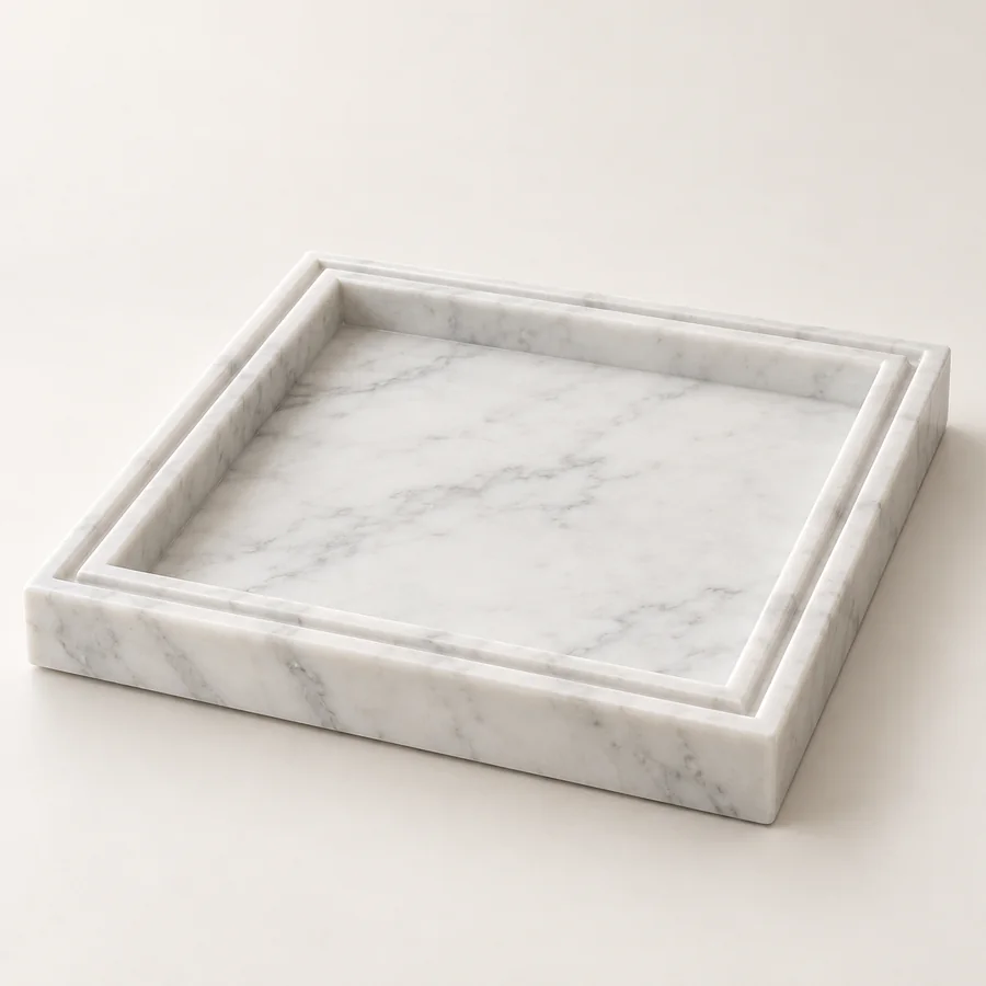 Square Channel Rim Marble Tray