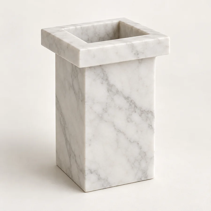 Square Collar Marble Vase