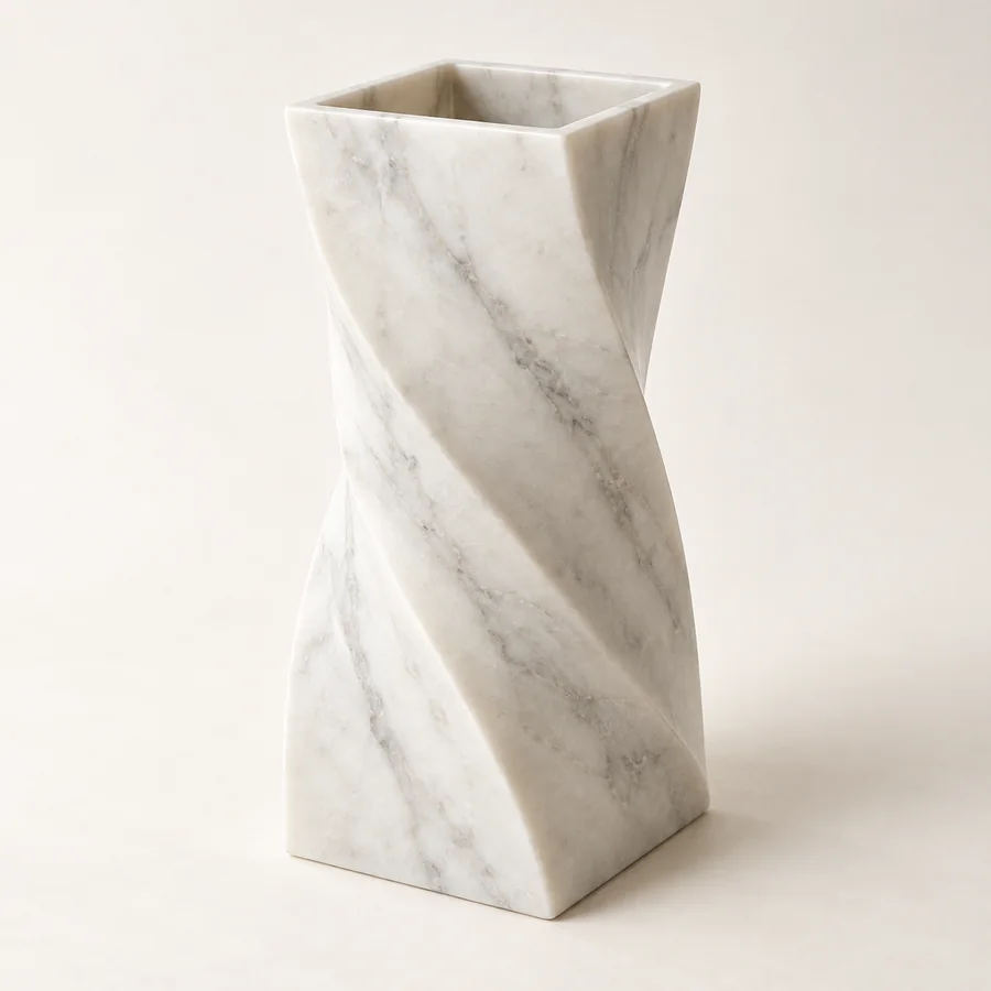 Square Twist Marble Vase