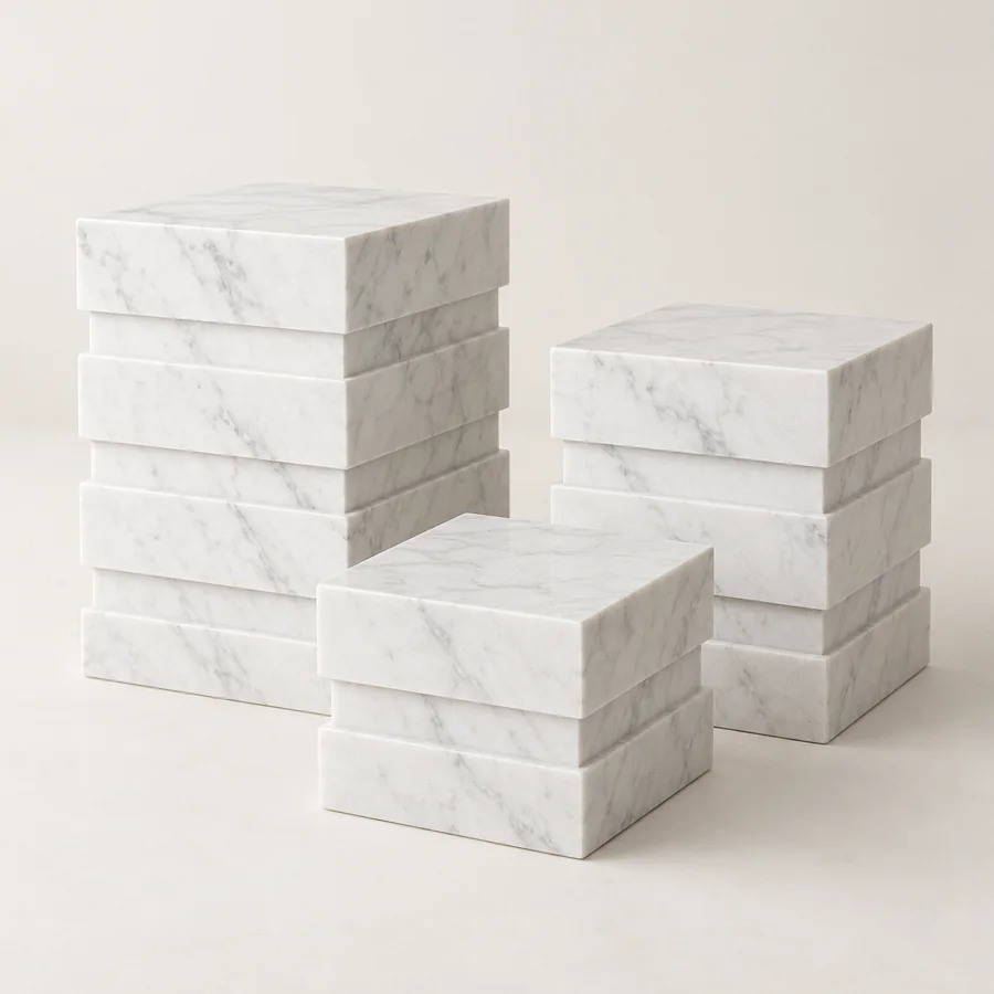 Stepped Marble Pot Riser Trio