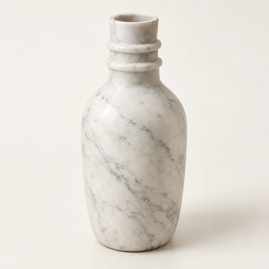 Stepped Neck Marble Bottle Vase
