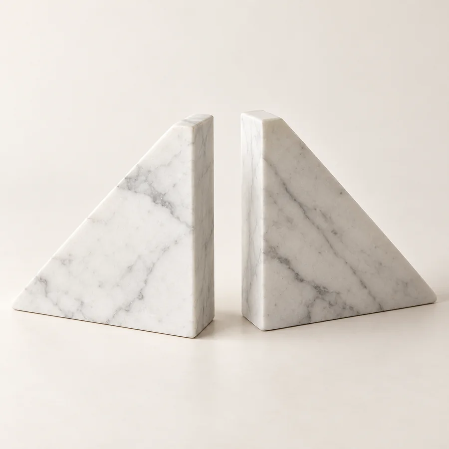 Triangle Wedge Marble Bookend Pair
