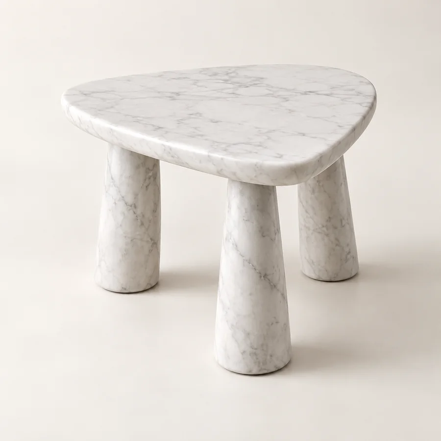 Triangular Soft Edge Marble Accent Table