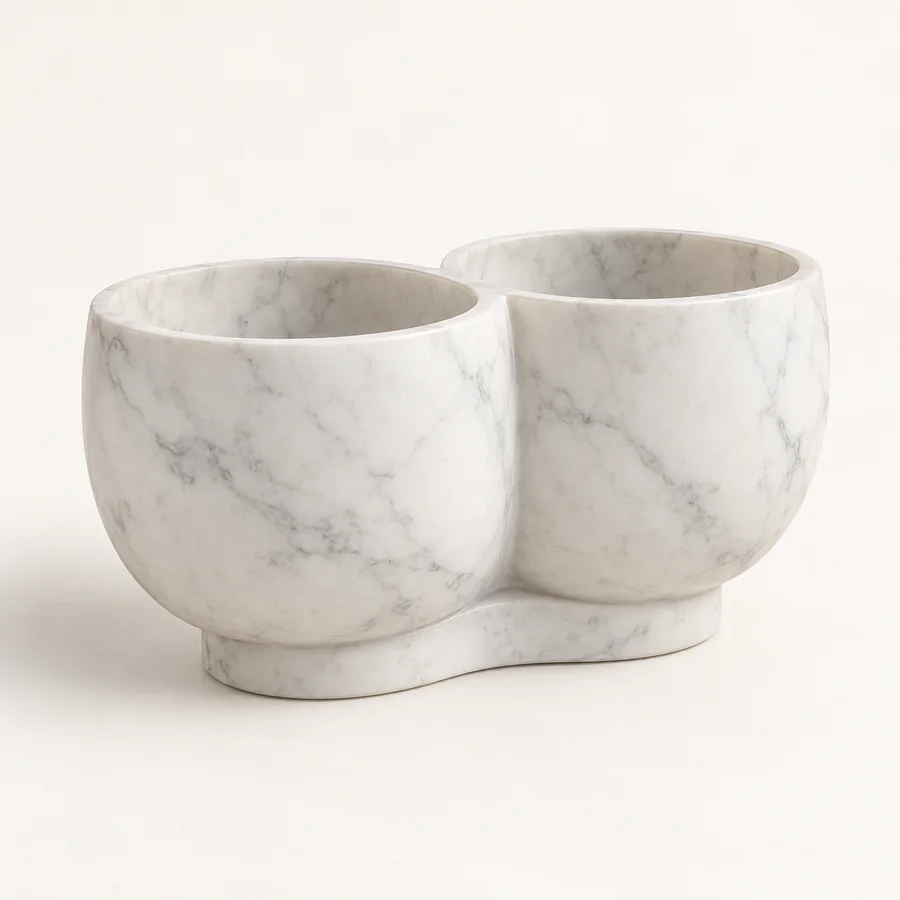 Twin Pod Marble Cachepot