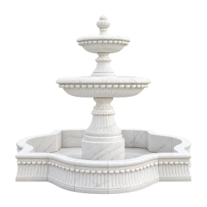 Two-Tier Scalloped Pool Marble Fountain