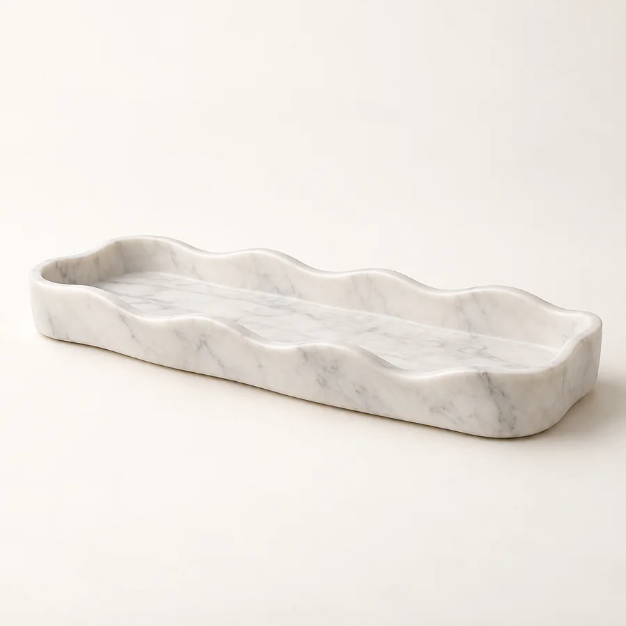 Wave Rim Marble Display Tray